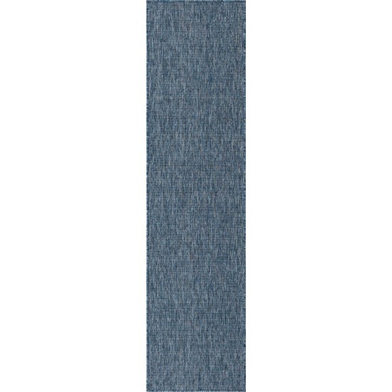 Rug Unique Loom Outdoor Solid Navy Blue Runner 2' 0 x 8' 0