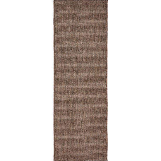 Rug Unique Loom Outdoor Solid Light Brown Runner 2' 0 x 6' 0