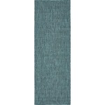 Rug Unique Loom Outdoor Solid Teal Runner 2' 0 x 6' 0