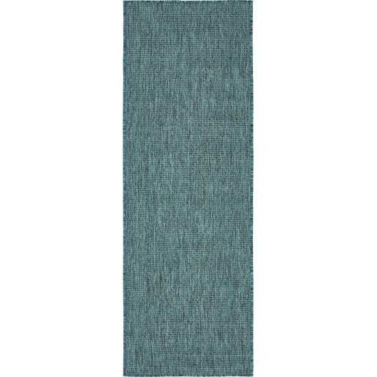 Rug Unique Loom Outdoor Solid Teal Runner 2' 0 x 6' 0