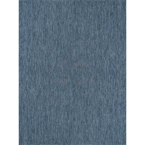 Rug Unique Loom Outdoor Solid Navy Blue Rectangular 10' 0 x 13' 1