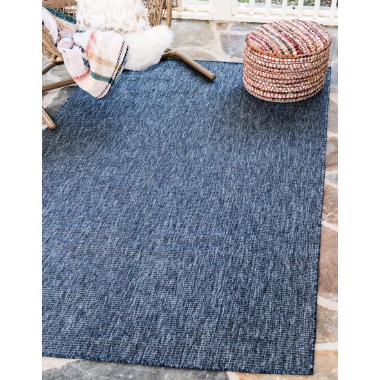 Rug Unique Loom Outdoor Solid Navy Blue Rectangular 10' 0 x 13' 1