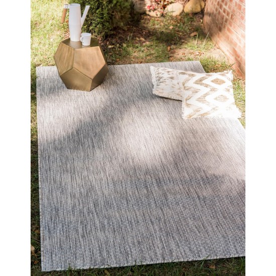 Rug Unique Loom Outdoor Solid Light Gray Rectangular 10' 0 x 13' 0