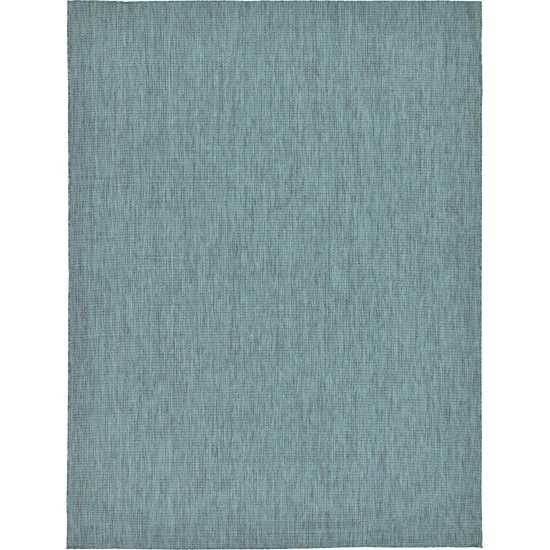 Rug Unique Loom Outdoor Solid Teal Rectangular 9' 0 x 12' 0