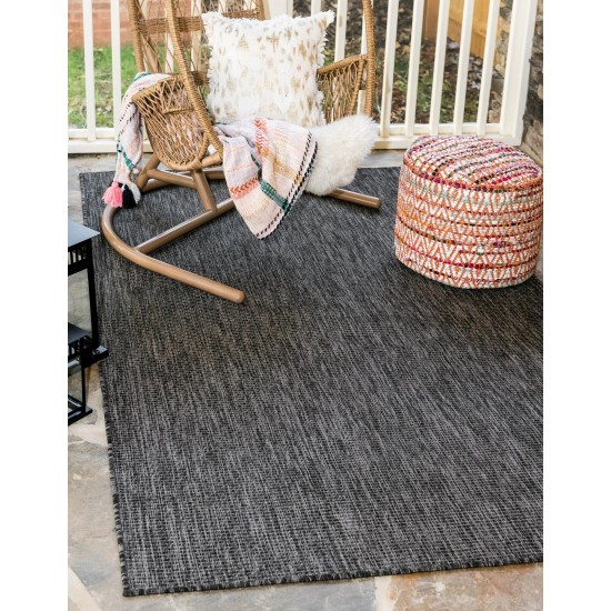 Rug Unique Loom Outdoor Solid Black Rectangular 9' 0 x 12' 0