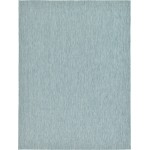 Rug Unique Loom Outdoor Solid Aquamarine Rectangular 9' 0 x 12' 0