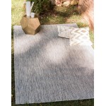 Rug Unique Loom Outdoor Solid Light Gray Rectangular 9' 0 x 12' 0