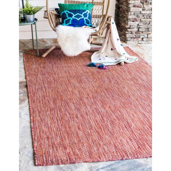 Rug Unique Loom Outdoor Solid Rust Red Rectangular 7' 0 x 10' 0