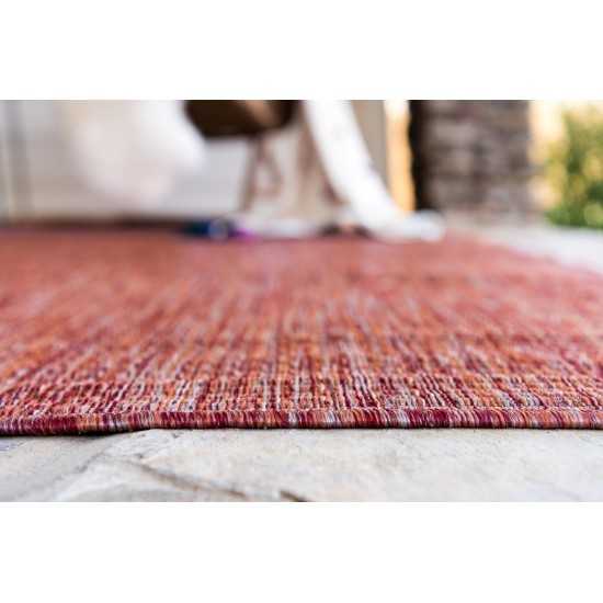 Rug Unique Loom Outdoor Solid Rust Red Rectangular 7' 0 x 10' 0