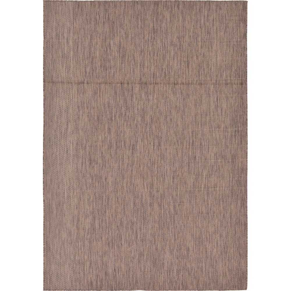 Rug Unique Loom Outdoor Solid Light Brown Rectangular 7' 0 x 10' 0