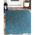 Rug Unique Loom Outdoor Solid Teal Rectangular 7' 0 x 10' 0