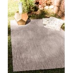 Rug Unique Loom Outdoor Solid Beige Rectangular 7' 0 x 10' 0