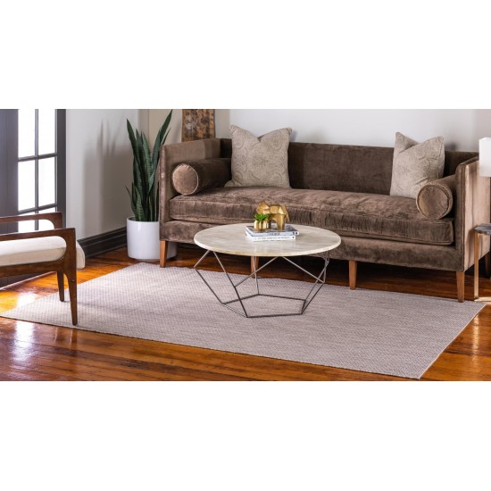 Rug Unique Loom Outdoor Solid Beige Rectangular 7' 0 x 10' 0