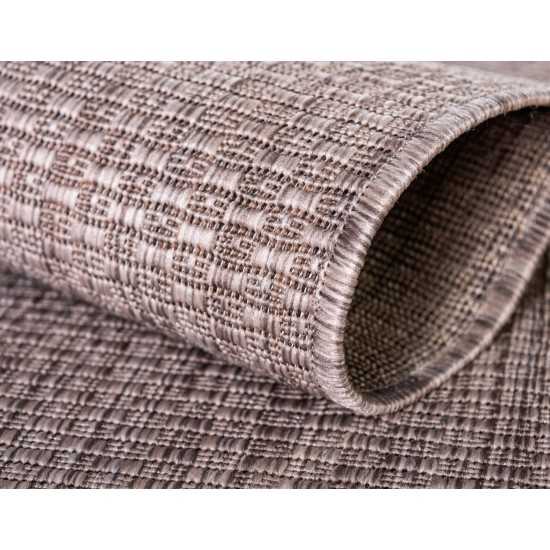 Rug Unique Loom Outdoor Solid Beige Rectangular 7' 0 x 10' 0