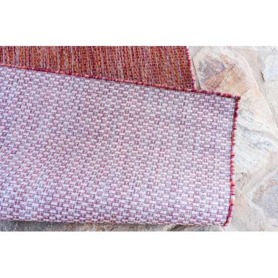 Rug Unique Loom Outdoor Solid Rust Red Rectangular 6' 0 x 9' 0