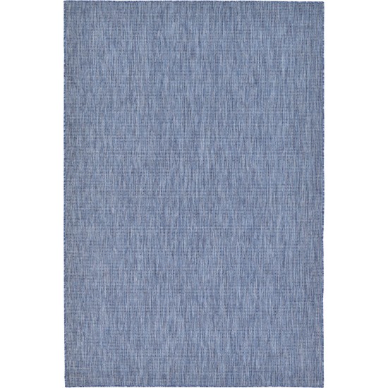 Rug Unique Loom Outdoor Solid Navy Blue Rectangular 6' 0 x 9' 0