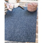 Rug Unique Loom Outdoor Solid Navy Blue Rectangular 6' 0 x 9' 0