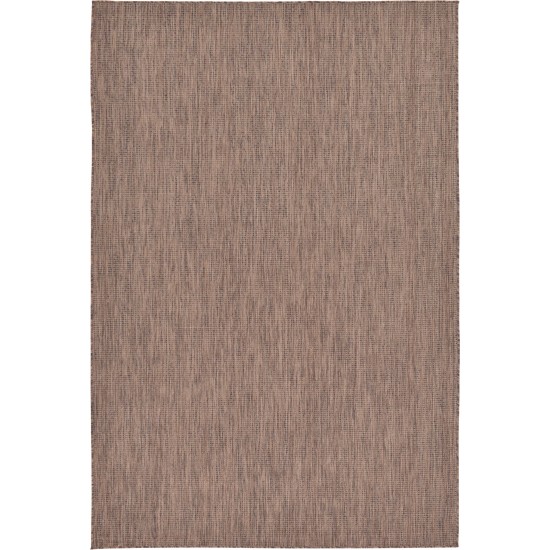 Rug Unique Loom Outdoor Solid Light Brown Rectangular 6' 0 x 9' 0