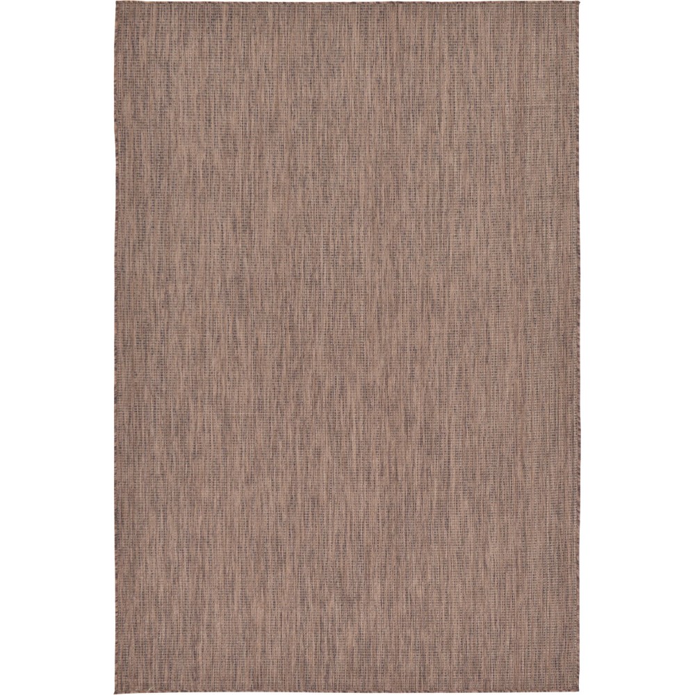 Rug Unique Loom Outdoor Solid Light Brown Rectangular 6' 0 x 9' 0