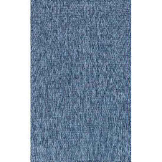 Rug Unique Loom Outdoor Solid Navy Blue Rectangular 5' 0 x 8' 0