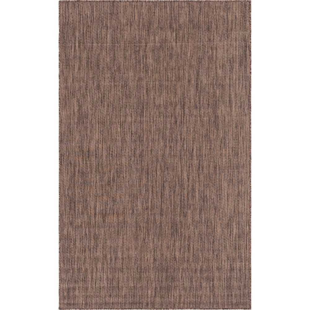 Rug Unique Loom Outdoor Solid Light Brown Rectangular 5' 0 x 8' 0