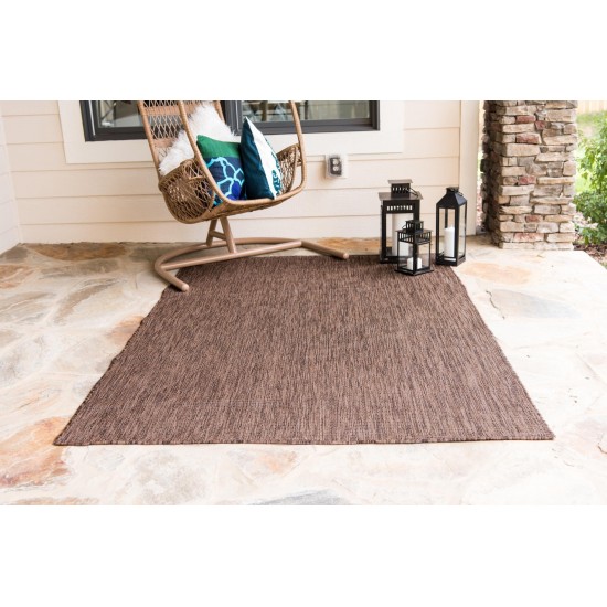 Rug Unique Loom Outdoor Solid Light Brown Rectangular 5' 0 x 8' 0