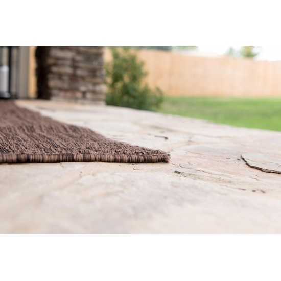 Rug Unique Loom Outdoor Solid Light Brown Rectangular 5' 0 x 8' 0