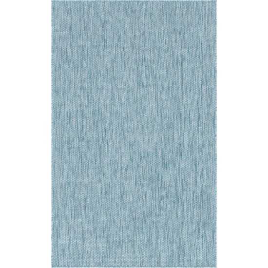 Rug Unique Loom Outdoor Solid Aquamarine Rectangular 5' 0 x 8' 0