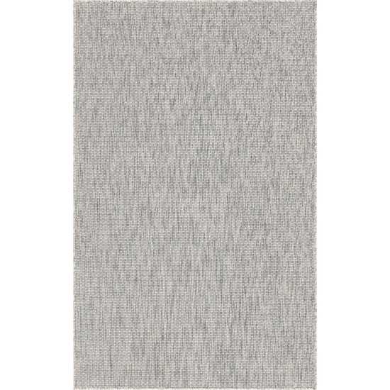 Rug Unique Loom Outdoor Solid Light Gray Rectangular 5' 0 x 8' 0