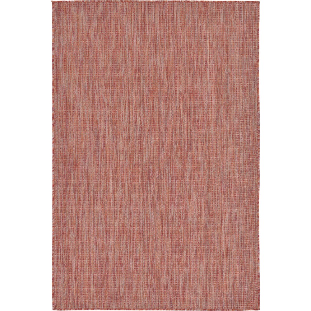 Rug Unique Loom Outdoor Solid Rust Red Rectangular 4' 0 x 6' 0