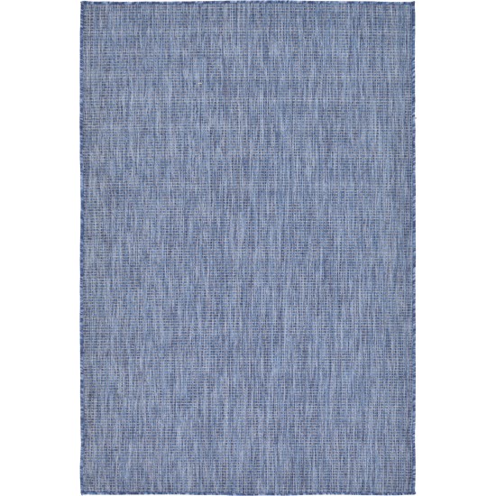 Rug Unique Loom Outdoor Solid Navy Blue Rectangular 4' 0 x 6' 0