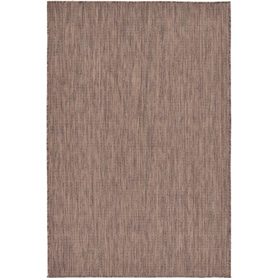 Rug Unique Loom Outdoor Solid Light Brown Rectangular 4' 0 x 6' 0