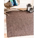 Rug Unique Loom Outdoor Solid Light Brown Rectangular 4' 0 x 6' 0