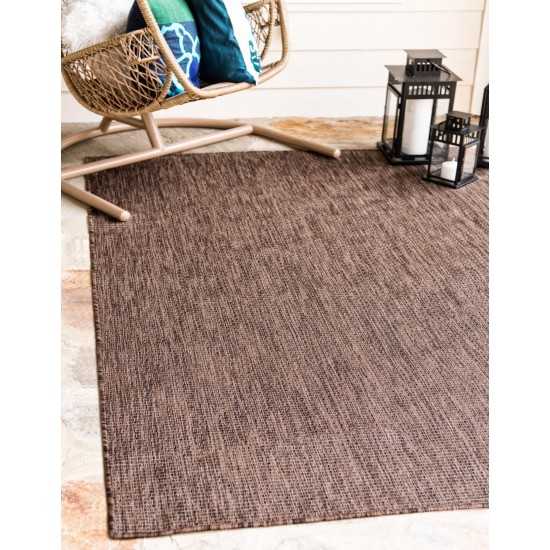 Rug Unique Loom Outdoor Solid Light Brown Rectangular 4' 0 x 6' 0