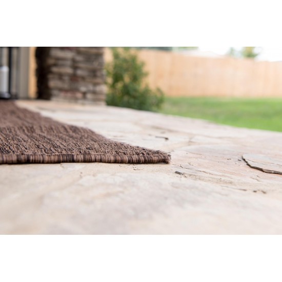 Rug Unique Loom Outdoor Solid Light Brown Rectangular 4' 0 x 6' 0