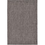 Rug Unique Loom Outdoor Solid Black Rectangular 4' 0 x 6' 0