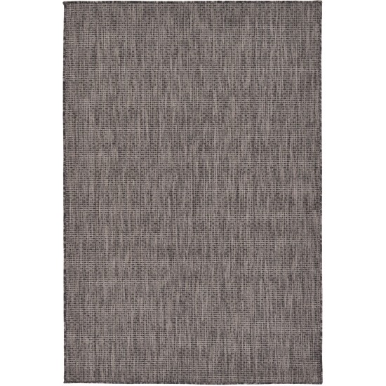 Rug Unique Loom Outdoor Solid Black Rectangular 4' 0 x 6' 0