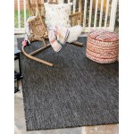Rug Unique Loom Outdoor Solid Black Rectangular 4' 0 x 6' 0