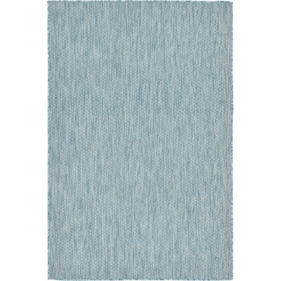 Rug Unique Loom Outdoor Solid Aquamarine Rectangular 4' 0 x 6' 0