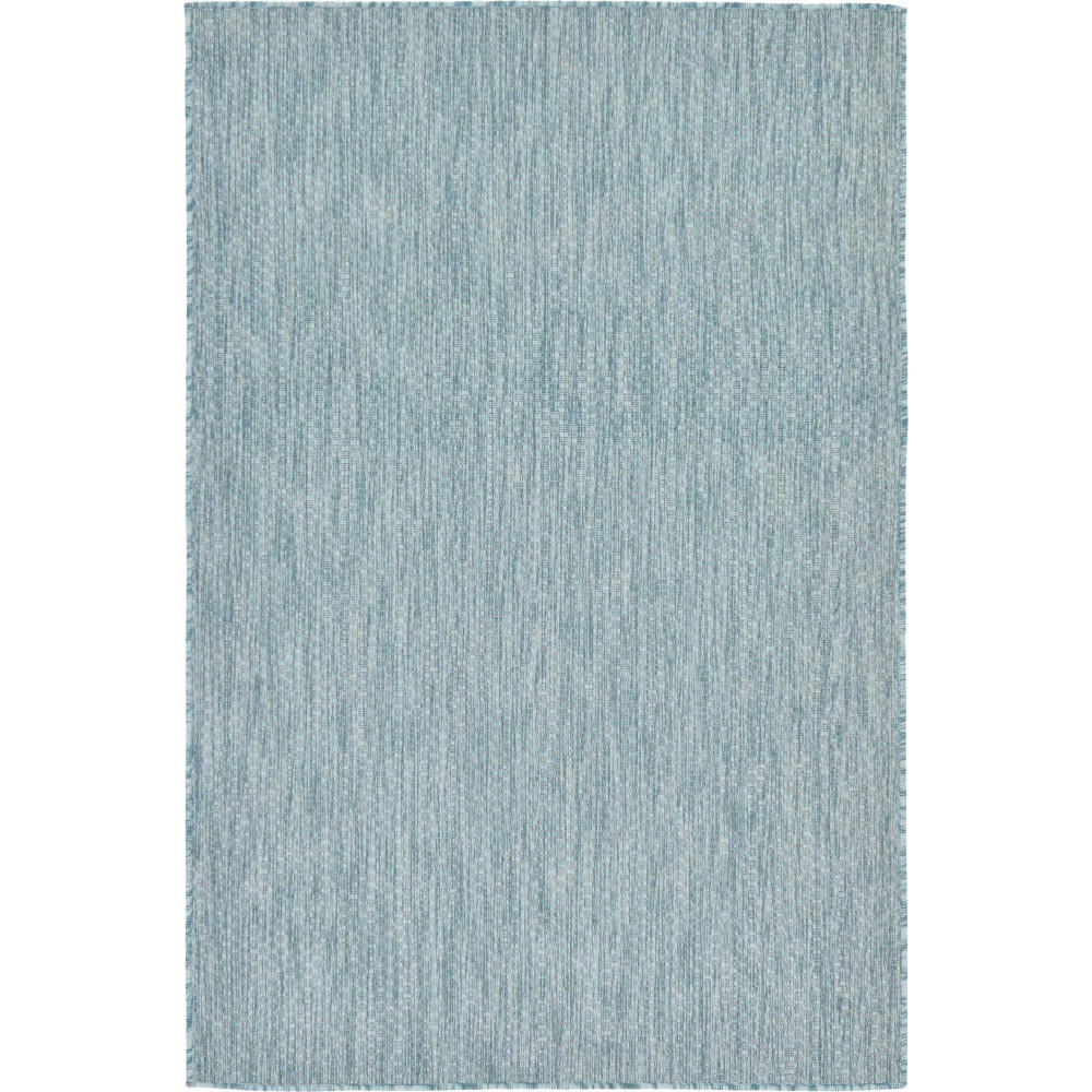 Rug Unique Loom Outdoor Solid Aquamarine Rectangular 4' 0 x 6' 0 Rug Unique Loom Outdoor Solid Aquamarine Rectangular 4' 0 x 6' 0