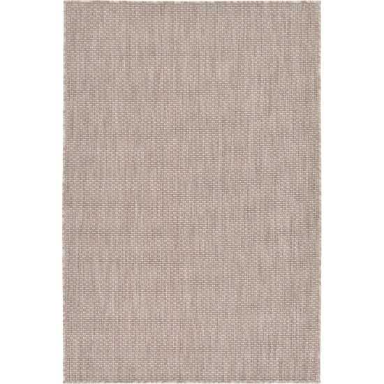 Rug Unique Loom Outdoor Solid Beige Rectangular 4' 0 x 6' 0