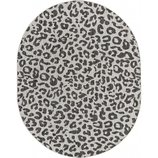 Rug Unique Loom Outdoor Safari Black Oval 7' 10 x 10' 0