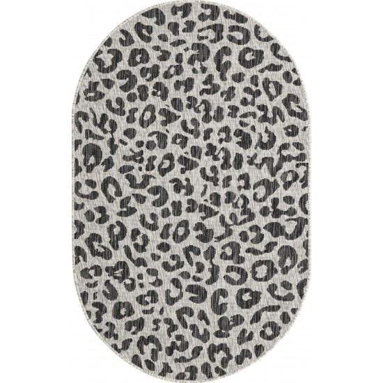 Rug Unique Loom Outdoor Safari Black Oval 3' 3 x 5' 3