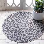 Rug Unique Loom Outdoor Safari Black Round 7' 10 x 7' 10