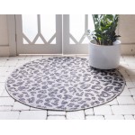 Rug Unique Loom Outdoor Safari Black Round 7' 10 x 7' 10