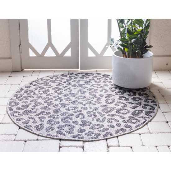 Rug Unique Loom Outdoor Safari Black Round 7' 10 x 7' 10