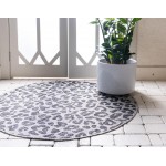 Rug Unique Loom Outdoor Safari Black Round 7' 10 x 7' 10