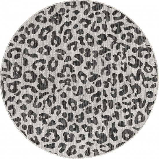 Rug Unique Loom Outdoor Safari Black Round 5' 3 x 5' 3