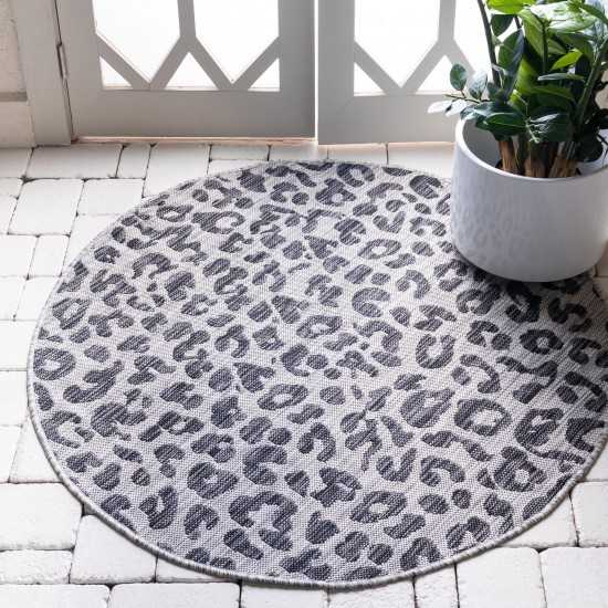 Rug Unique Loom Outdoor Safari Black Round 5' 3 x 5' 3