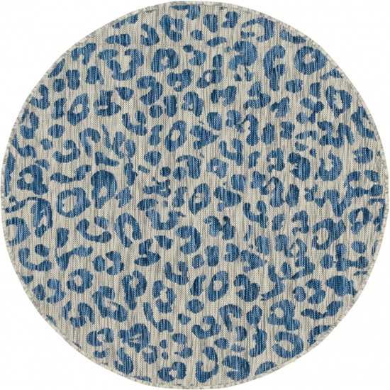 Rug Unique Loom Outdoor Safari Blue Round 4' 0 x 4' 0